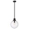 Z-Lite Laurent Outdoor Pendant, 1-Light, 12 In.W x 15 In.H, Black/Clear Seedy 599P12-BK - alternate 1